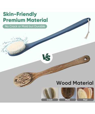 Exfoliating Body Brush Shower Back Scrubber Men Women Elderly - Long Handle Dark Blue - Buy Online on SooperMarket.com