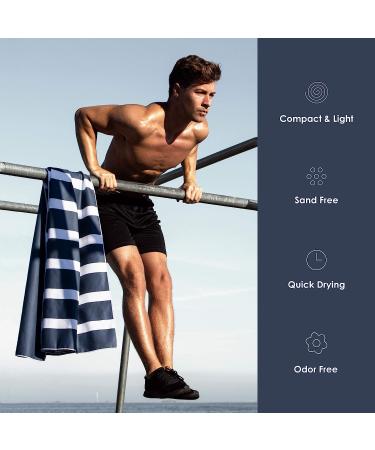 SummerSand Deep Blue Microfiber Beach Towel 63x31.5in - Sand Free & Quick Dry for Pool, Surfing & Travel - Lightweight XL Swim Towel - Buy Online on SooperMarket.com