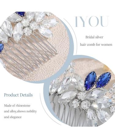 IYOU Crystal Bridal Hair Comb Blue Wedding Side Combs Sparkly Rhinestone Headpiece Prom Bride Bridesmaid Hair Accessories for Women - Buy Online on SooperMarket.com
