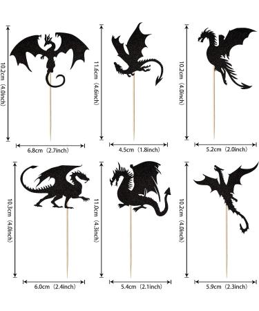 24 Pieces Kite Tortendeco Glitter Fantasy Birthday Cake Topper - Flying Dragon Theme Accessories for Baby Shower & Children's Birthday Parties - Buy Online on SooperMarket.com