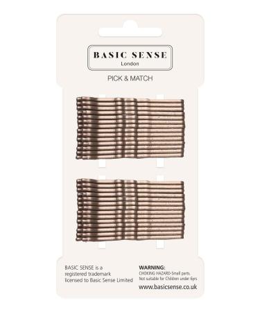 BasicSense 30 Pcs small traditional wavy metal bobby pins 5mm length (Brown)