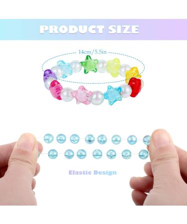 Hicarer 20 Pieces Girl Beaded Bracelets Cute Rainbow Bead Bracelets Colorful Bracelets Princess Bracelets Stretchy Bead Bracelets for Prince Birthday Present (Elegant Style) - Buy Online on SooperMarket.com