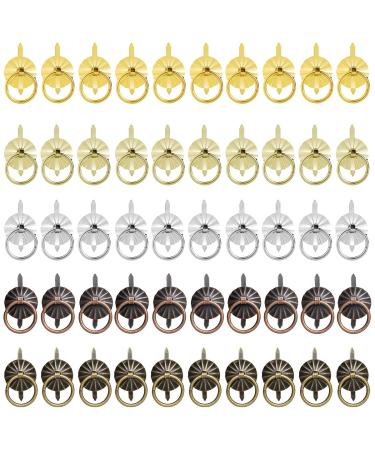 50 Pieces Metal Brad Fasteners with Pull Rings Mini Brad Paper Fasteners Metal Pull Ring Handle Art DIY Crafts Decoration Accessories for Kitchen Bathroom Drawer, 5 Colors