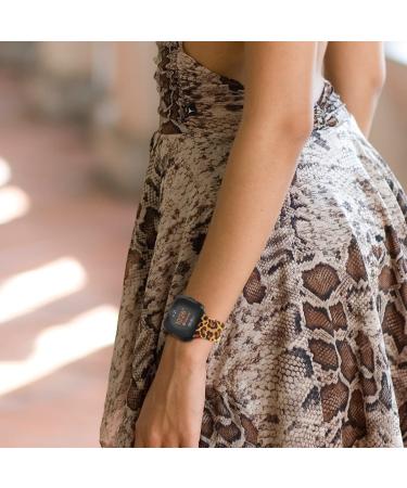 Youther Stainless Steel Mesh Loop Band for Fitbit Versa 3/Sense - Leopard Grain | Replacement Bracelet Magnet Wristband Strap for Men and Women - Buy Online on SooperMarket.com