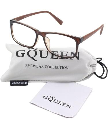 GQUEEN Large Frame Horn Glasses - Stylish UV400 Fake Glasses for Women & Men | Trendy Nerd Style in Brown - Buy Online on SooperMarket.com