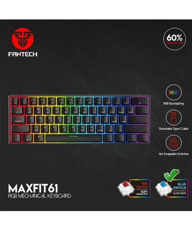 FANTECH MAXFIT61 RGB Wired Mechanical Keyboard - BlueSW(Clicky)-Black - Buy Online on SooperMarket.com
