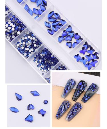 Kalolary Green Nail Rhinestones and Blue Crystal Gems Set - Nail Art Decoration Kit with Tweezer and Picker for DIY Acrylic Nails - Buy Online on SooperMarket.com