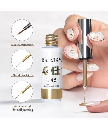 RARJSM Metallic Gel Liner Nail Art Set - Silver Bronze & Gold - 3D Mirror Chrome Effect - 8ml Gel Polish with Thin Brush for Home Salon - Curing Required - Buy Online on SooperMarket.com