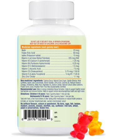 allKiDz Multivitamin Gummy Bears for Kids Children Complete Multi Vitamin Mineral Supplement 11 Essential Nutrients Including Folate Vitamin A B C D3 E and Zinc for Immune Health Natural Fruit Flavours Bear Gummies 110 Count - Buy Online on SooperMarket.com