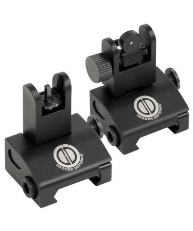 Dagger Defense -Combat Vet Owned Company- Tactical flip up BUIS Picatinny Rail Mounted Backup Iron Sights.
