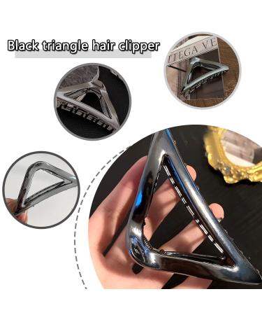 Elegant Gunmetal Triangle Metal Hair Clip for Women and Girls - Strong Hold for Daily Wear and Party - Fashionable and Versatile (Gunmetal) - Buy Online on SooperMarket.com