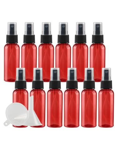 TIANZD 24 Pieces Empty 50 ml Red PET Plastic Fine Mist Pump Spray Bottles with Black Top Portable Sprayer for Perfume Water Cosmetic Travel Containers Refillable 2x Funnel