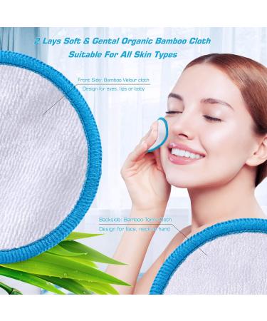 Samtone Reusable Makeup Remover Pads 20 Pack with Laundry Bag - Organic Face Cleansing Rounds for Toner - Washable Eco-Friendly Bamboo Cotton Pads (8cm) - Buy Online on SooperMarket.com