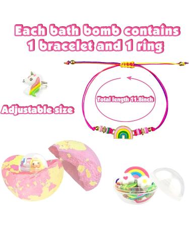 Organic Bubble Kids Bath Bombs with Surprises - Set of 6 | Safe & Natural Gifts for Girls 4-9 Years Old | Includes Bracelets and Rings Toys | Easter Basket Stuffers - Buy Online on SooperMarket.com