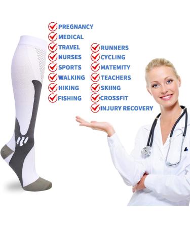 HYRIXDIRECT Compression Socks 20-30 mmHg for Men Women - White+Black+Blue - XL-XXL - Buy Online on SooperMarket.com