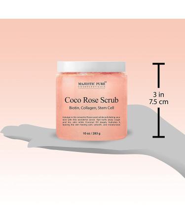 Majestic Pure Coco Rose Scrub with Biotin, Collagen, Stem Cell & Coconut Oil - Exfoliating Body Scrub for Men & Women - 10 oz - Buy Online on SooperMarket.com