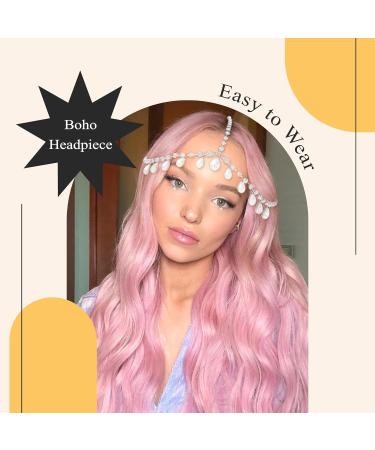 YAEISM Silver Head Chain Pearls Pendant Headpiece Sparkly Rhinestone Boho Headpiece Shiny Tassel Hair Chain Bridal Party Costume Hair Accessories for Women and Girls - Buy Online on SooperMarket.com