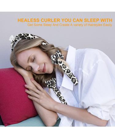 Corated Curls Headband - No Heat Curls for Long Hair | Satin DIY Hairstyling Set with Hair Ties & Clips - Black Leopard - Buy Online on SooperMarket.com