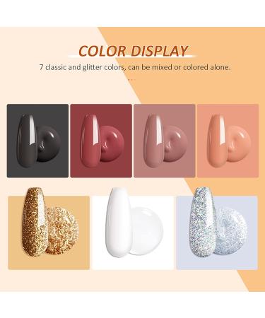 Saviland Poly Gel Nail Kit - 7 Glitter Colors with Slip Solution | Halloween Nail Art Builder Kit for Manicure Beginners | DIY Red Gold Poly Gel Nail Extension Set - Buy Online on SooperMarket.com