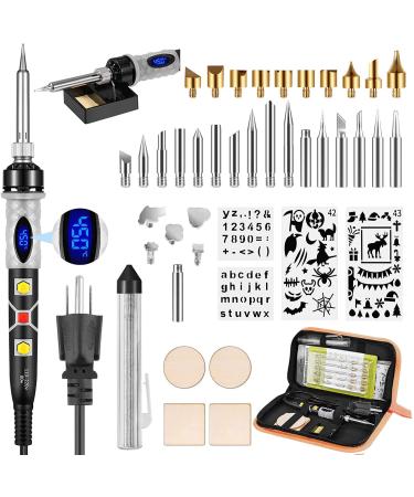 Pyrography Pen Kit 43Pcs, Soldering Iron Kit, Wood Burning Kit 80W with Adjustable Temperature 200450, DIY Tool Set for Embossing/Carving/Soldering/Pyrography