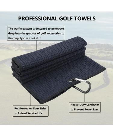 LUSTEMBER 3 Pack Large Size Golf Towels - Premium Microfiber Fabric - Heavy Duty Carabiner Clip - Tri-Fold Waffle Pattern - 16 x 24 - Remove Sand, Mud, Grass, and Dirt - Buy Online on SooperMarket.com