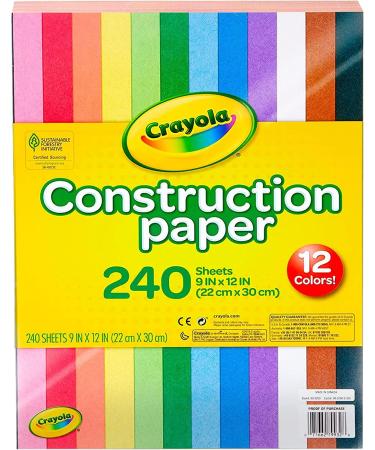 Crayola Construction Paper (240ct)  12 Assorted Colors  Kids Arts & Crafts Paper  Gifts for Kids  Classroom Supplies for Teachers