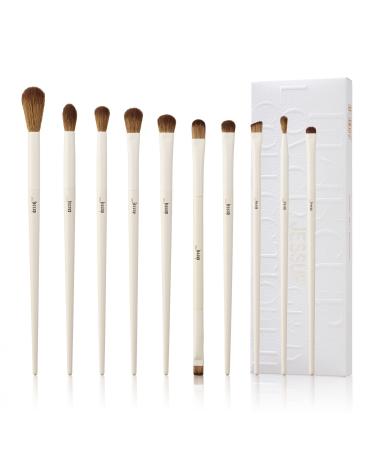 Jessup Precision Makeup Brushes 10Pcs Eye Makeup Brush Set Premium Synthetic Eyeshadow Concealer Eyeliner Eyebrow Blending Highlight Brush Light Grey T330