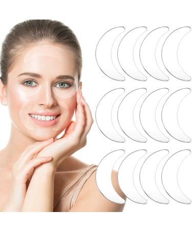 12 pieces Silicone Eye Wrinkle Pads Anti Aging Silicone Pads Reusable Reduce Skin Wrinkles Patches Cleavage Pads for Mouth and Eyes Smile Fine Lines (Transparent)