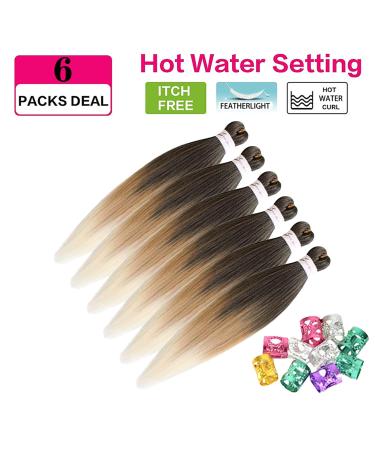 Xusuperb Pre-Stretched Ombre Blonde Braiding Hair - 26 Inch 6 Packs of Soft Yaki-Textured Extensions (T1B/27/613) for Easy Braids | International Shipping - Buy Online on SooperMarket.com