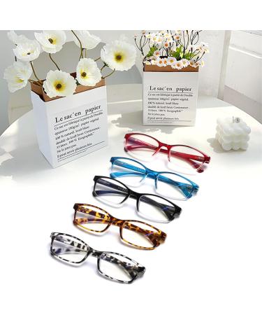 Buy Kerecsen 5 Pack Reading Glasses for Men & Women - High-Quality Spring Hinges Comfortable Rectangular Design - Multi-Colored (2.00 Magnification) - International Shipping Available - Buy Online on SooperMarket.com