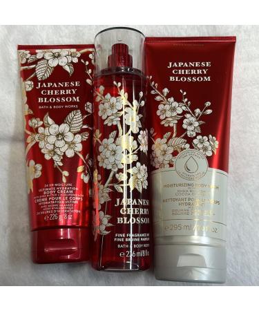Bath and Body Works - Japanese Cherry Blossom - Moisturizing Body Wash  Fine Fragrance Mist and Ultra Shea Body Cream - 3 pc - Gift Set (2020))