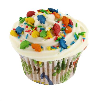 Create A Cake Dinosaur Cupcake Sprinkle Kit Patterned Baking Cases & Sprinkle Pod 25 Cases And 30g Sprinkles Edible Decoration Set With Multicoloured Sugar Dinosaurs and Sugar Strands - Buy Online on SooperMarket.com