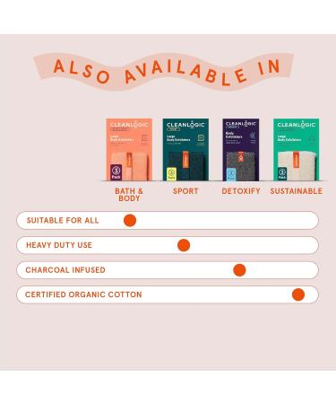 Cleanlogic Exfoliating Body Exfoliators - Deep Cleanse Vegan-Friendly All Skin Types - Pack of 3 - Buy Online on SooperMarket.com