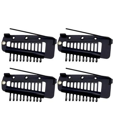 4-Piece Hair Extension Clamps - Metal Wig Clinging Snap Brackets for Women - 10 Teeth Black Comb Clips - Buy Online on SooperMarket.com