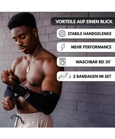 Gornation Power Wrist Wraps - Black Wrist Bandages for Fitness Gym Calisthenics & Strength Training - 1 Pair Optimal Support - Buy Online on SooperMarket.com