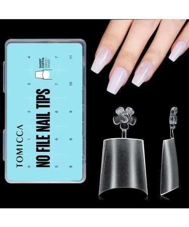TOMICCA Short Coffin French Edge Nail Tips 510pcs Half Cover False Nail Tips Natural Matte False Nails Acrylic Nail Tips Artificial Nails Tips for Acrylic Extensions Salon Nails 15 Sizes 510pcs-Short Coffin
