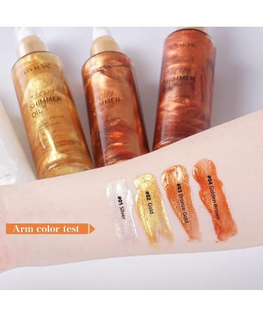 Liyalan Shimmer Body Oil Rose Gold Highlighter Illuminator 2.8 Fl Oz - #02 Rose Gold - Buy Online on SooperMarket.com