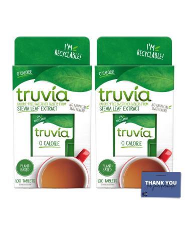 Truvia Stevia Leaf Sweetener Tablets - 2 x 100s Packs - Natural Sweetness Without Calories