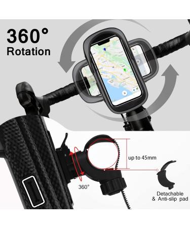 Waterproof 360 Rotatable Mobile Phone Holder for Bicycles - Gray Bracket with Rain Hood for 7 Smartphones & GPS - Buy Online on SooperMarket.com