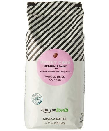 AmazonFresh Donut Cafe Whole Bean Coffee, Medium Roast, 32 Ounce