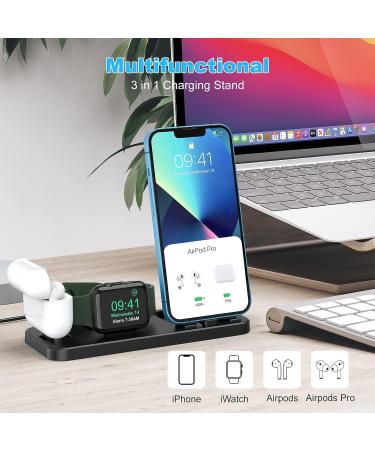 GLANA 3-in-1 Portable Charging Station for Apple Devices - Foldable Charger Stand for iWatch and iPhone AirPods Pro - Black - Buy Online on SooperMarket.com