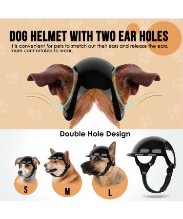 SlowTon Small Dog Helmet & Goggles Set - UV Protection Dog Sunglasses & Motorcycle Helmet for Safety Riding, Adjustable Belt & Ear Holes - Black - Buy Online on SooperMarket.com