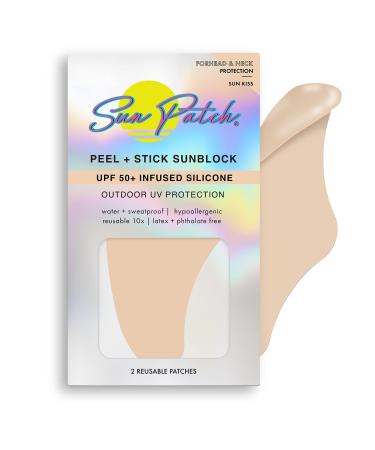 Sun Patch  Reusable Forehead and Neck Sunblock Patches  100% Silicone Sunscreen Forehead Patches for UV Protection  Face Stickers with UPF 50  1 Pack/2 Patches  Sunkiss (Nude)