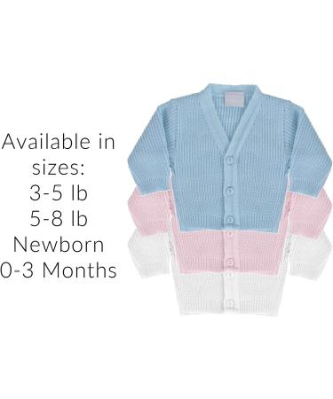 Knitted Baby Cardigan | Unisex Winter Cardigan for Newborns | Made in Portugal | Blue Ribbed Knit | 0 Months - Buy Online on SooperMarket.com