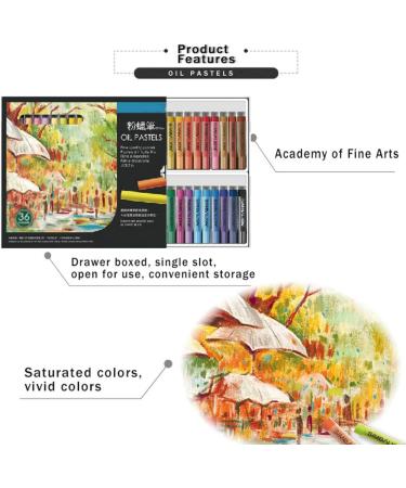 Oil Pastels Set - 36 Assorted Colors Non Toxic Professional Round Painting Pastel Stick for Artists, Beginners, Students, Adults - Drawing Graffiti Art Crayons for Kids - Buy Online on SooperMarket.com