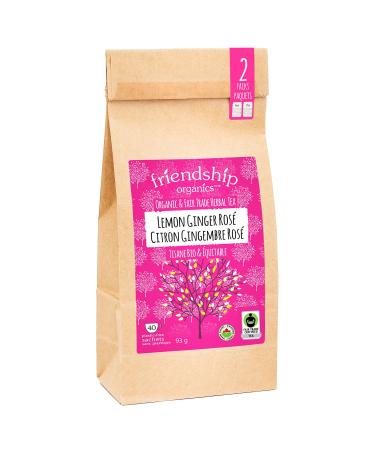 Friendship Organics Lemon Ginger Ros Tea Bags Organic and Fair Trade Herbal 40 Count 40 Count (Pack of 1)