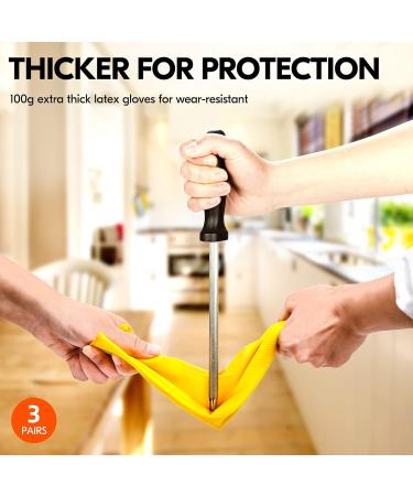 VGO 3 Pairs Reusable Gloves for Kitchen Cleaning & Dishwashing - Long Sleeved Multifunctional (HH4601) - Yellow Size M (3 Pack) | Durable & Eco-Friendly - Buy Online on SooperMarket.com
