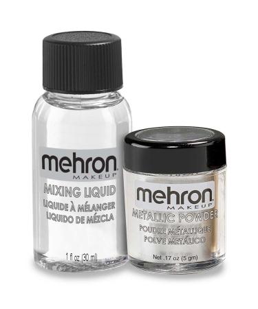 Mehron Makeup Metallic Powder (.17 oz) with Mixing Liquid (1 oz) (Silver)