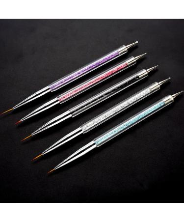 Premium Nail Art Brush Set - 5 Dual Lace Tools for Marble Effect & Glitter Rhinestones | Perfect for Painting Miniature Models & Dotting - International Shipping Available - Buy Online on SooperMarket.com