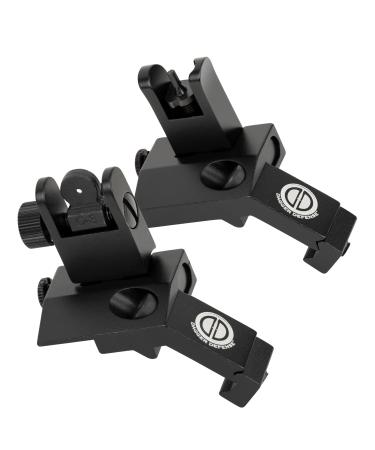 -Combat Vet Owned Company- Dagger Defense flip up BUIS 45 Degree Picatinny Rail Mounted Backup Iron Sights. black